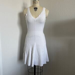 Express | White Knit Bodycon Flare Dress size S
